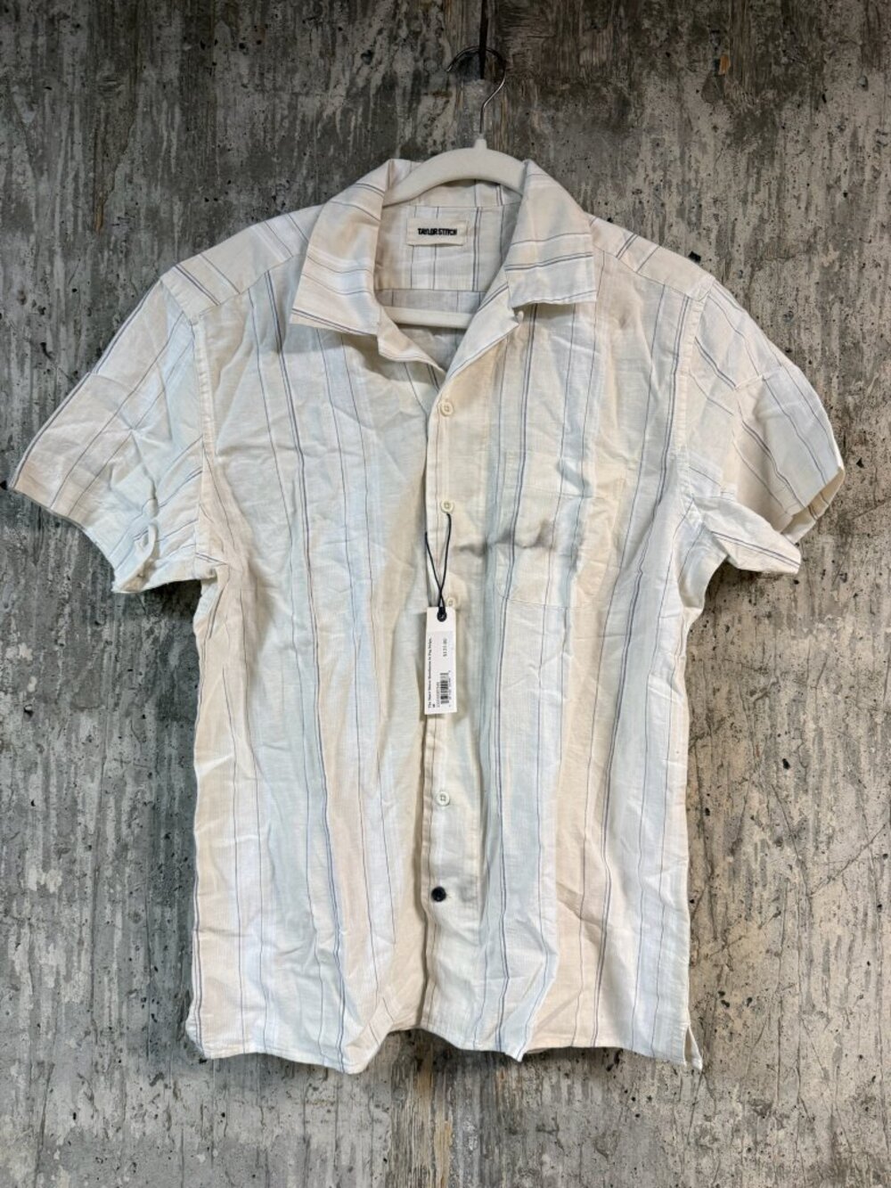 TAYLOR STITCH Men's The Short Sleeve Hawthorne Size 40/M in Fog Stripe - Picture 3 of 11